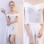 Unique Blanche de retour Robe De Graduation 2018 Princesse De l'épaule Manches Courtes Asymétrique Volants Dos Nu Robe De Ceremonie