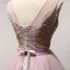 Chic / Belle Lavande Perle Rose Robe De Fete 2017 Volants en Cascade Courte Robe Boule V-Cou épaules Sans Manches Dos Nu Perlage Paillettes Cristal En Dentelle Appliques Ceinture Robe De Ceremonie