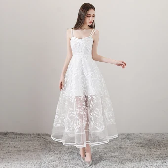 Charmant Ivoire Transparentes Été Robe De Soirée 2018 Princesse Bretelles Spaghetti Sans Manches Appliques En Dentelle Longueur Cheville Volants Dos Nu Robe De Ceremonie