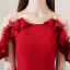 Modest / Simple Red See-through Evening Dresses  2018 Trumpet / Mermaid Scoop Neck Short Sleeve Appliques Lace Pearl Floor-Length / Long Ruffle Formal Dresses