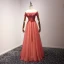 Elegant Red Evening Dresses  2017 A-Line / Princess Floor-Length / Long Cascading Ruffles Off-The-Shoulder Short Sleeve Backless Sash Beading Crystal Glitter Appliques Flower Formal Dresses