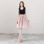 Modest / Simple Black Blushing Pink Homecoming Graduation Dresses 2018 A-Line / Princess Amazing / Unique V-Neck Sleeveless Bow Sash Knee-Length Ruffle Backless Formal Dresses