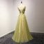 Élégant Vert Lime Robe De Soirée 2017 Princesse Longue Volants en Cascade V-Cou épaules Sans Manches Dos Nu Perlage Cristal Paillettes Appliques Fleur Noeud Ceinture Robe De Ceremonie