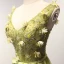 Élégant Vert Lime Robe De Soirée 2017 Princesse Longue Volants en Cascade V-Cou épaules Sans Manches Dos Nu Perlage Cristal Paillettes Appliques Fleur Noeud Ceinture Robe De Ceremonie