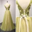 Élégant Vert Lime Robe De Soirée 2017 Princesse Longue Volants en Cascade V-Cou épaules Sans Manches Dos Nu Perlage Cristal Paillettes Appliques Fleur Noeud Ceinture Robe De Ceremonie