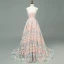 Modern / Fashion Pearl Pink Prom Dresses 2018 A-Line / Princess Spaghetti Straps Sleeveless Appliques Lace Sweep Train Ruffle Backless Formal Dresses