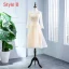 Chic / Beautiful Champagne Pierced Bridesmaid Dresses 2018 A-Line / Princess Scoop Neck Long Sleeve Appliques Lace Sash Ruffle Backless Wedding Party Dresses
