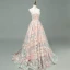 Modern / Fashion Pearl Pink Prom Dresses 2018 A-Line / Princess Spaghetti Straps Sleeveless Appliques Lace Sweep Train Ruffle Backless Formal Dresses