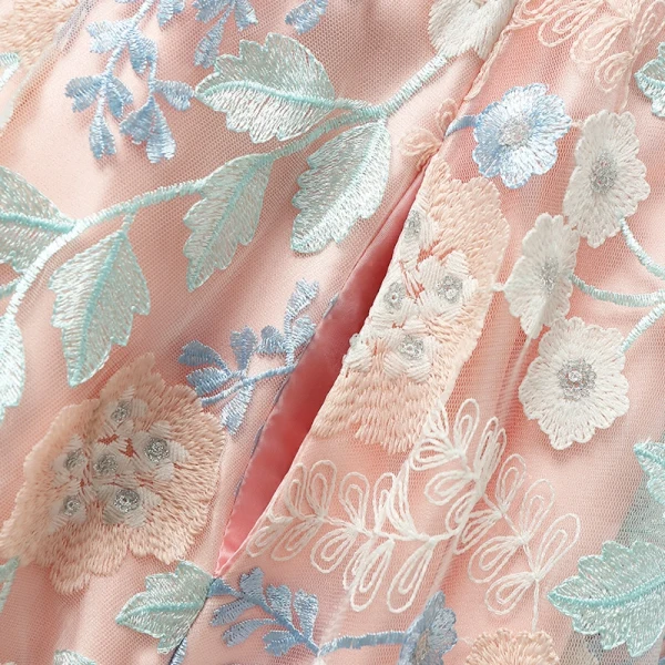 Modern / Fashion Pearl Pink Prom Dresses 2018 A-Line / Princess Spaghetti Straps Sleeveless Appliques Lace Sweep Train Ruffle Backless Formal Dresses