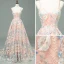 Modern / Fashion Pearl Pink Prom Dresses 2018 A-Line / Princess Spaghetti Straps Sleeveless Appliques Lace Sweep Train Ruffle Backless Formal Dresses