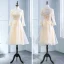 Chic / Beautiful Champagne Pierced Bridesmaid Dresses 2018 A-Line / Princess Scoop Neck Long Sleeve Appliques Lace Sash Ruffle Backless Wedding Party Dresses