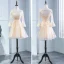 Chic / Beautiful Champagne Pierced Bridesmaid Dresses 2018 A-Line / Princess Scoop Neck Long Sleeve Appliques Lace Sash Ruffle Backless Wedding Party Dresses