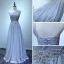 Simple Gris Robe De Soirée 2017 Princesse Longue Volants en Cascade Une épaule Sans Manches Dos Nu Faux Diamant Ceinture Glitter Robe De Ceremonie