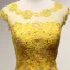 Moderne / Mode Jaune Robe De Soirée 2017 Princesse Train De Balayage Volants en Cascade Encolure Dégagée Sans Manches Dos Nu En Dentelle Appliques Percé Robe De Ceremonie