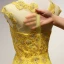 Moderne / Mode Jaune Robe De Soirée 2017 Princesse Train De Balayage Volants en Cascade Encolure Dégagée Sans Manches Dos Nu En Dentelle Appliques Percé Robe De Ceremonie