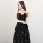 Sexy Black Prom Dresses 2018 A-Line / Princess Spaghetti Straps Sleeveless Star Embroidered Floor-Length / Long Ruffle Backless Formal Dresses