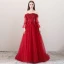 Charmant Bordeaux Robe De Soirée 2018 Princesse De l'épaule Manches Longues Appliques En Dentelle Fleur Faux Diamant Plumes Tribunal Train Volants Dos Nu Robe De Ceremonie
