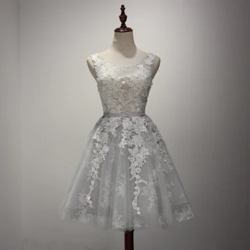 Chic Belle Gris Robe Demoiselle D 039 Honneur 2017 Princesse Encolure Dégagée Sans Manches Appliques En Dentelle Glitter Tulle Courte Volants Dos Nu Robe Pour Mariage