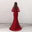 Bling Bling Bordeaux Transparentes Robe De Soirée 2018 Princesse Col Haut Manches Longues Perlage Noeud Ceinture Tribunal Train Robe De Ceremonie
