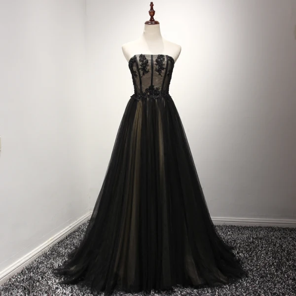 Chic / Belle Bleu Ciel Champagne Robe De Soirée 2017 Princesse Bustier Sans Manches Perlage Faux Diamant Appliques En Dentelle Tribunal Train Volants Dos Nu Robe De Ceremonie