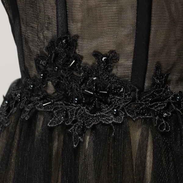 Chic / Belle Bleu Ciel Champagne Robe De Soirée 2017 Princesse Bustier Sans Manches Perlage Faux Diamant Appliques En Dentelle Tribunal Train Volants Dos Nu Robe De Ceremonie