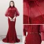Bling Bling Bordeaux Transparentes Robe De Soirée 2018 Princesse Col Haut Manches Longues Perlage Noeud Ceinture Tribunal Train Robe De Ceremonie