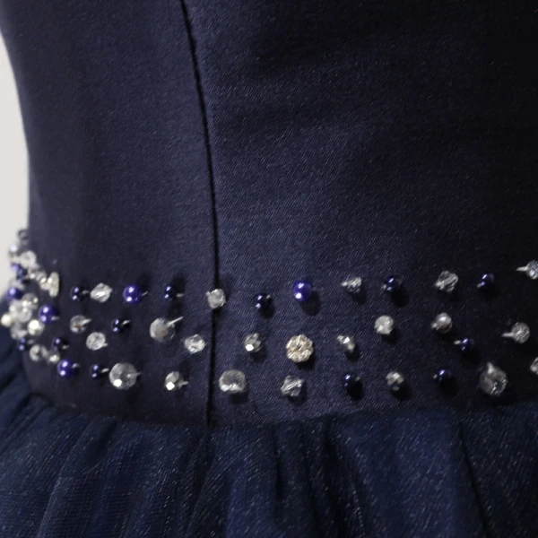 Modern / Fashion Navy Blue Prom Dresses 2017 Scoop Neck Sleeveless Backless Crossed Straps Crystal Pearl Rhinestone Floor-Length / Long Ball Gown Ruffle Pierced Formal Dresses