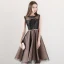 Modern / Fashion Brown See-through Homecoming Graduation Dresses 2018 A-Line / Princess Scoop Neck Sleeveless Appliques Pierced Lace Metal Sash Knee-Length Ruffle Formal Dresses