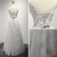 Chic / Beautiful Grey Bridesmaid Dresses 2017 A-Line / Princess Scoop Neck Sleeveless Appliques Lace Sash Glitter Tulle Ruffle Floor-Length / Long Backless Wedding Party Dresses