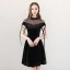 Modern / Fashion Black See-through Party Dresses 2018 A-Line / Princess High Neck Short Sleeve Pearl Tassel Short Ruffle Formal Dresses
