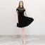 Modern / Fashion Black See-through Party Dresses 2018 A-Line / Princess High Neck Short Sleeve Pearl Tassel Short Ruffle Formal Dresses