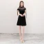 Modern / Fashion Black See-through Party Dresses 2018 A-Line / Princess High Neck Short Sleeve Pearl Tassel Short Ruffle Formal Dresses
