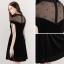Modern / Fashion Black See-through Party Dresses 2018 A-Line / Princess High Neck Short Sleeve Pearl Tassel Short Ruffle Formal Dresses