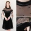 Modern / Fashion Black See-through Party Dresses 2018 A-Line / Princess High Neck Short Sleeve Pearl Tassel Short Ruffle Formal Dresses