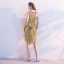 Sparkly Gold Sequins See-through Party Dresses 2018 Trumpet / Mermaid Scoop Neck Sleeveless Knee-Length Formal Dresses