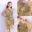 Sparkly Gold Sequins See-through Party Dresses 2018 Trumpet / Mermaid Scoop Neck Sleeveless Knee-Length Formal Dresses