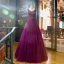 Chic / Beautiful Grape Prom Dresses 2018 A-Line / Princess V-Neck Sleeveless Beading Floor-Length / Long Ruffle Backless Formal Dresses