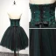 Fine Mørk Grønn Cocktailkjoler 2017 Ballkjole Kjæreste Uten Ermer Appliques Blonder Beading Perle Rhinestone Korte Buste Ryggløse Formelle Kjoler
