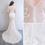 Sexy Champagne See-through Summer Evening Dresses  2018 Trumpet / Mermaid V-Neck Sleeveless Appliques Lace Pearl Rhinestone Flower Court Train Ruffle Backless Formal Dresses