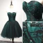 Fine Mørk Grønn Cocktailkjoler 2017 Ballkjole Kjæreste Uten Ermer Appliques Blonder Beading Perle Rhinestone Korte Buste Ryggløse Formelle Kjoler