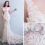 Sexy Champagne See-through Summer Evening Dresses  2018 Trumpet / Mermaid V-Neck Sleeveless Appliques Lace Pearl Rhinestone Flower Court Train Ruffle Backless Formal Dresses