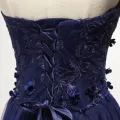 Fine Kongeblå Selskapskjoler 2017 Prinsesse Kjæreste Uten Ermer Appliques Blonder Blomst Beading Lange Buste Ryggløse Formelle Kjoler
