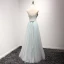 Fine Himmelen Blå Selskapskjoler 2017 Prinsesse Kjæreste Uten Ermer Beading Rhinestone Paljetter Lange Buste Ryggløse Formelle Kjoler
