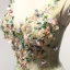 Chic / Beautiful Sage Green Champagne Evening Dresses  2017 A-Line / Princess V-Neck Sleeveless Beading Crystal Appliques Lace Flower Floor-Length / Long Ruffle Backless Formal Dresses