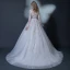 Abordable Blanche Robe De Mariée 2018 Robe Boule Encolure Dégagée Manches Longues Dos Nu Appliques Percé En Dentelle Perlage Volants Chapel Train