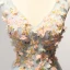 Chic / Beautiful Grey Sky Blue Evening Dresses  2017 A-Line / Princess V-Neck Sleeveless Beading Crystal Appliques Lace Flower Floor-Length / Long Ruffle Backless Formal Dresses