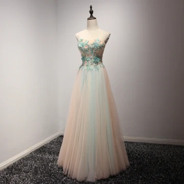 Chic Belle Perle Rose Bleu Robe De Soirée 2017 Princesse Amoureux Sans Manches Paillettes Appliques Fleur Perlage Cristal Longue Volants Dos Nu Robe De Ceremonie