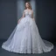 Élégant Blanche Transparentes Robe De Mariée 2018 Robe Boule Encolure Dégagée Dos Nu Appliques En Dentelle Perlage Volants Chapel Train
