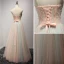 Fine Perle Rosa Blå Selskapskjoler 2017 Prinsesse Kjæreste Uten Ermer Paljetter Appliques Blomst Beading Krystall Lange Buste Ryggløse Formelle Kjoler