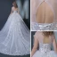 Élégant Blanche Transparentes Robe De Mariée 2018 Robe Boule Encolure Dégagée Dos Nu Appliques En Dentelle Perlage Volants Chapel Train